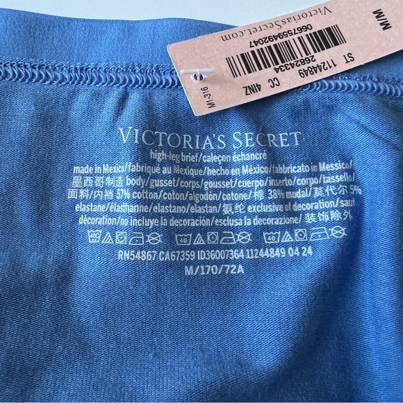 Victoria's Secret Stretch Cotton High-Leg Brief Panty Blue Small NEW - Picture 4 of 4